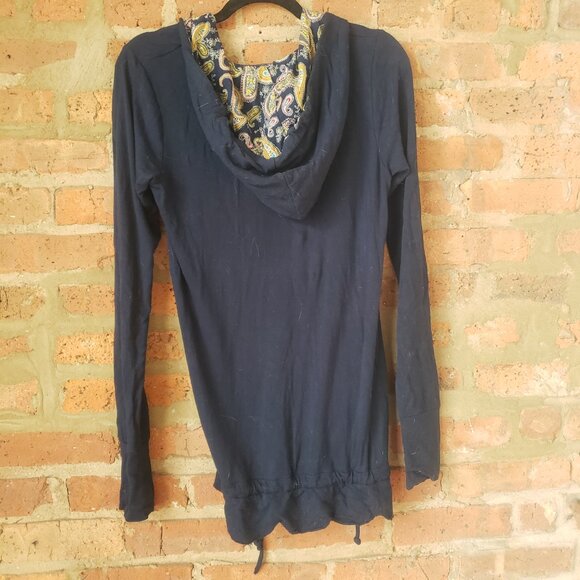 Evy's Tree Navy Blue hoodie with paisley accent in hood - Picture 3 of 7